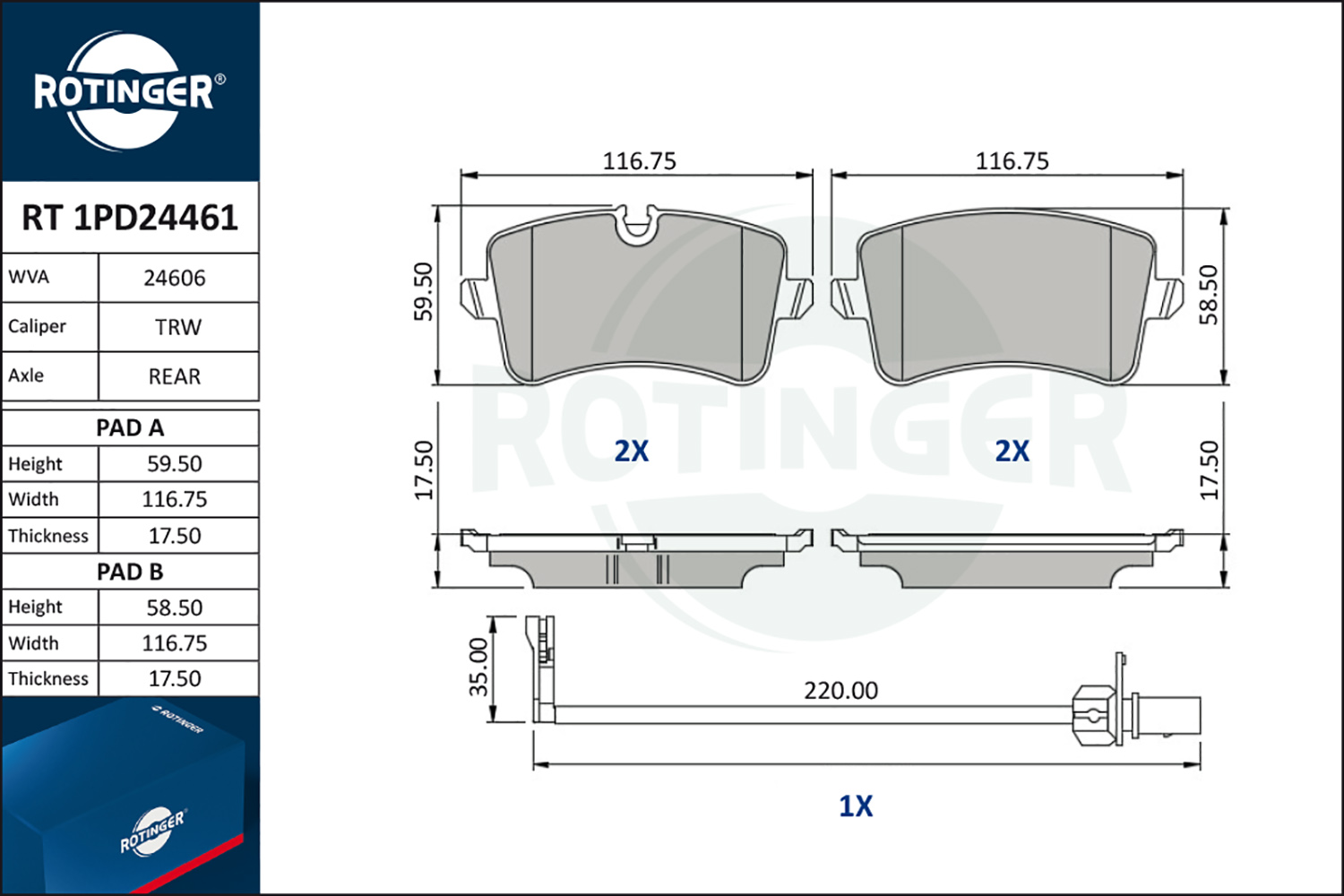 ROTINGER Fékbetét, mind RT1PD24461_ROT